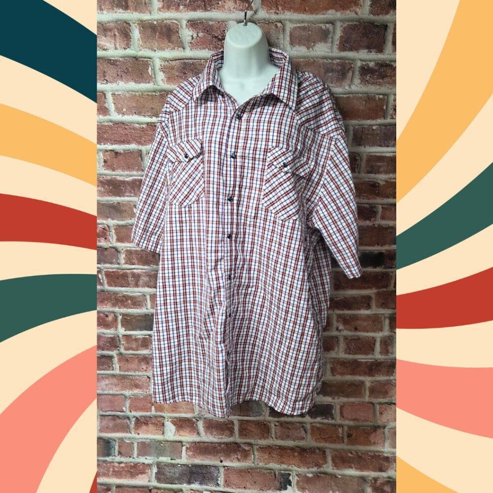 GC BLUE Red & White Plaid Button-Up Shirt –‎ Men’s 2XL